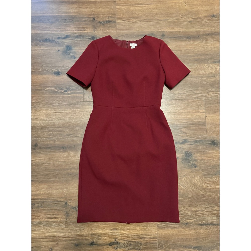 J.Crew Womens Burgundy Short Sleeve Sheath Dress Size 4 Business Wear